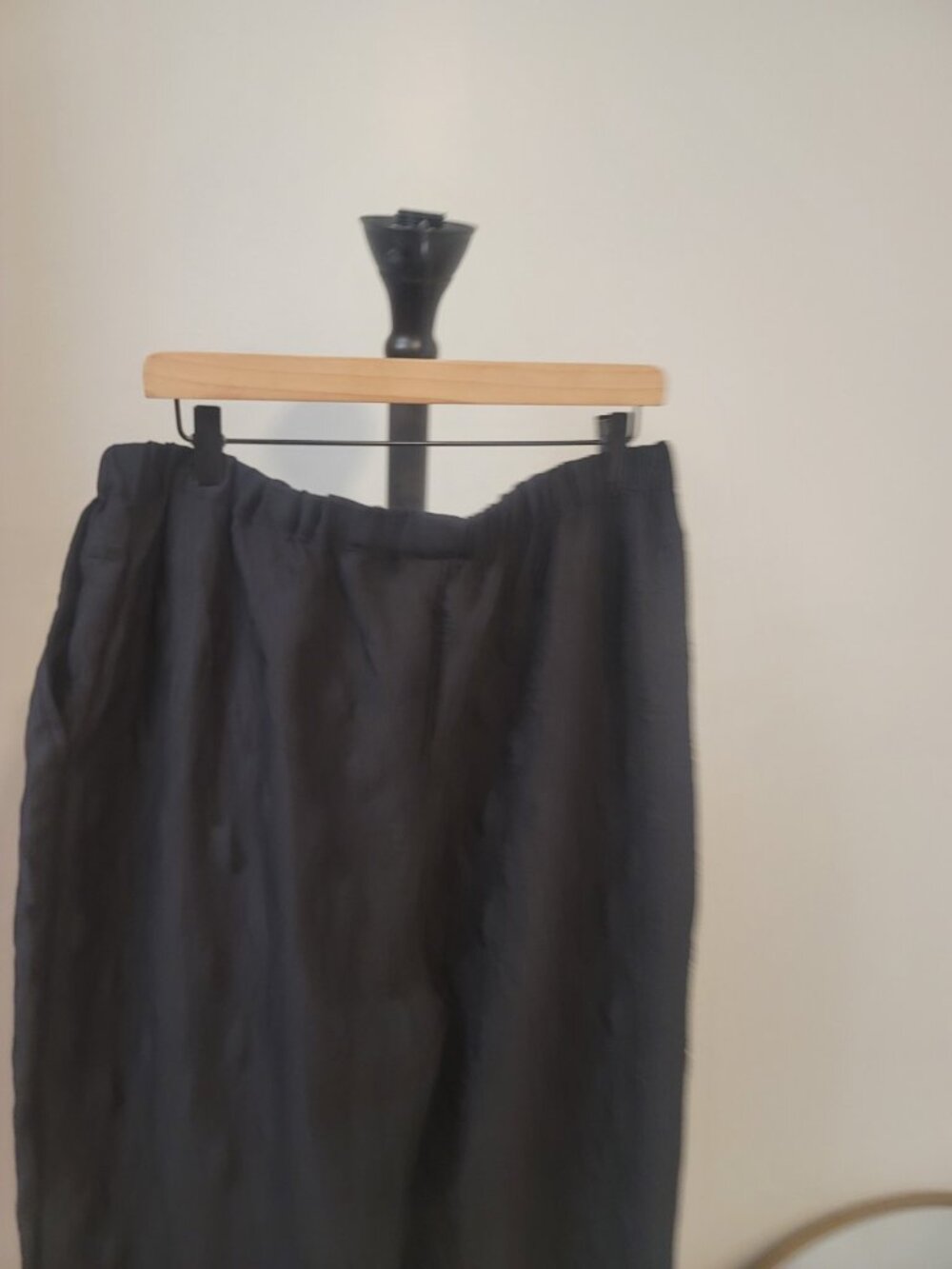 Kedem Sasson Flowy Wide Leg Capri Pants Textured Boho Indie Sz 2 Black - Picture 5 of 8